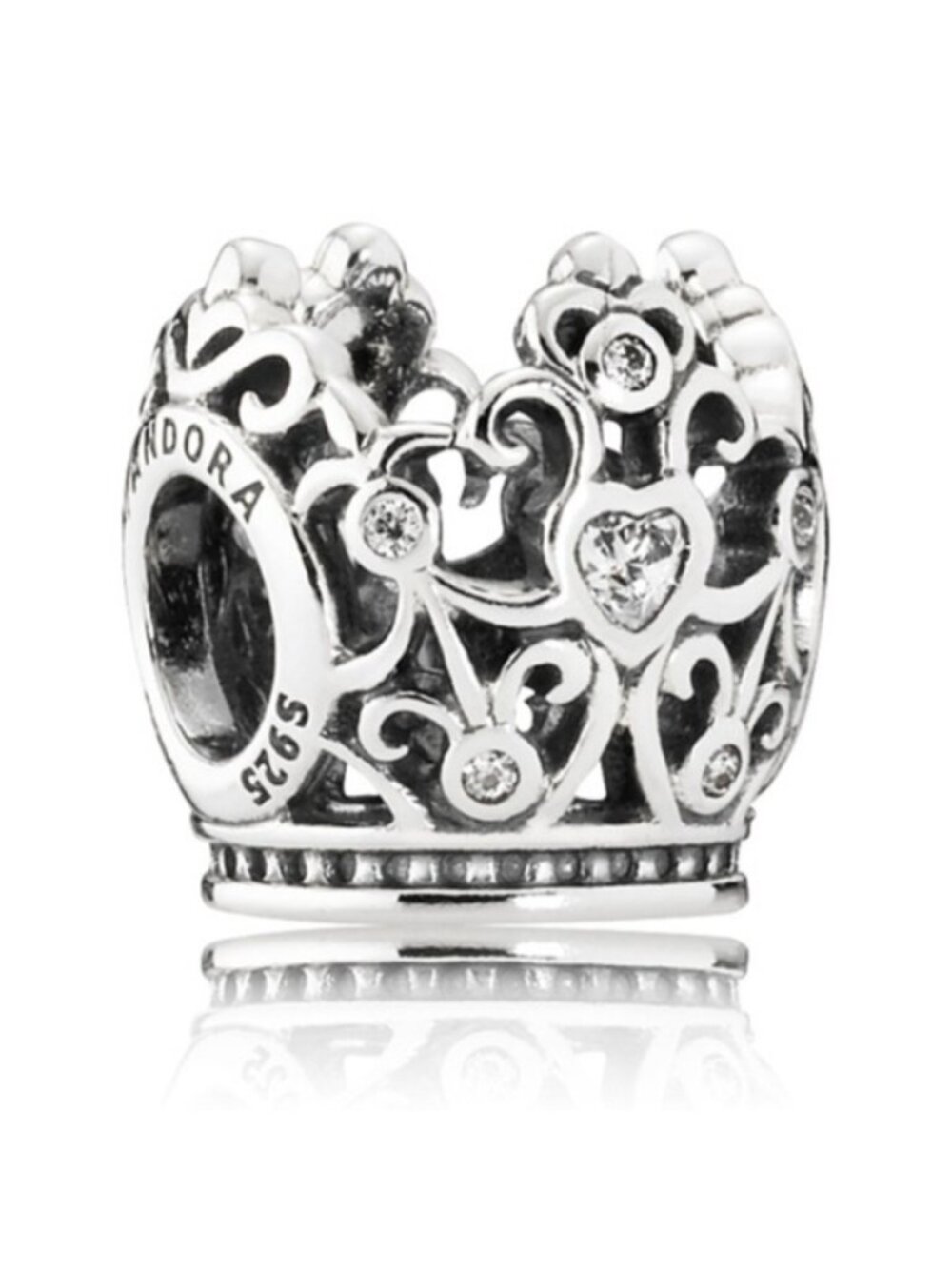 Pandora Retired Sterling Silver Disney Princess Crown Charm - 791580CZ